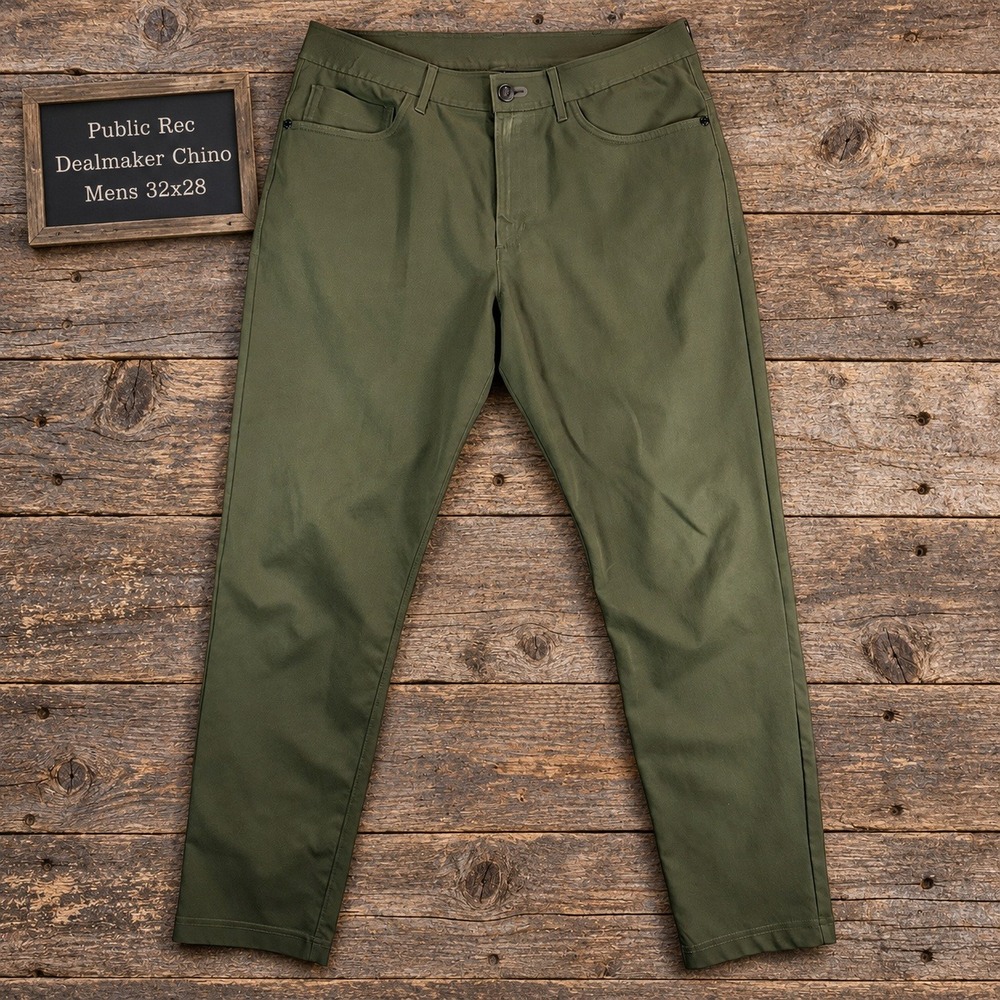 Public Rec Dealmaker Chino Mens 32x28 Olive Green Tapered Performance Pants